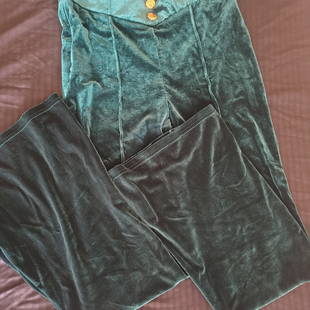 Kids Green Velvet Pants